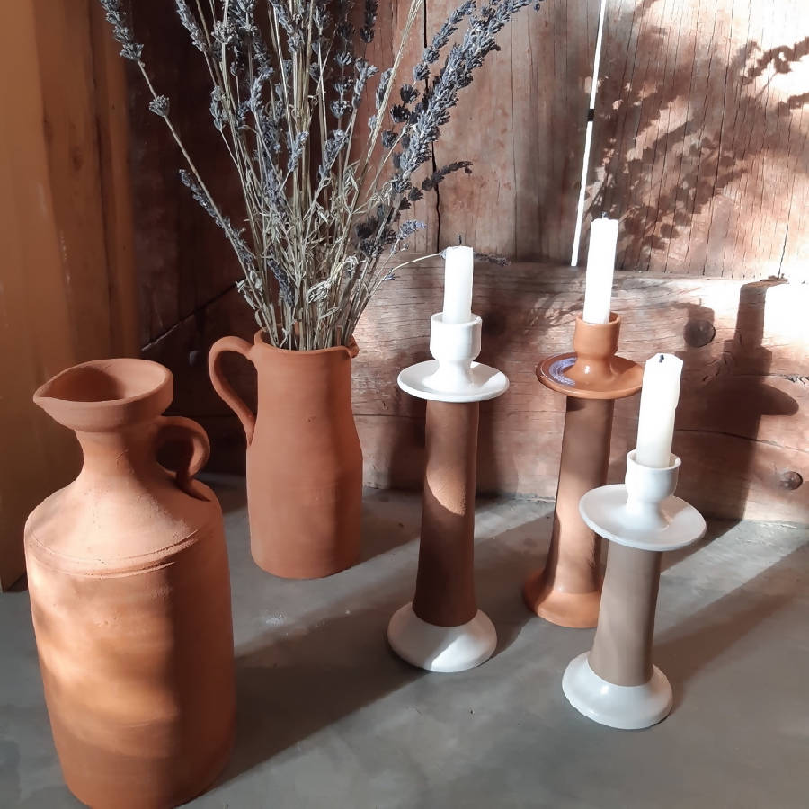 Leather-Wrapped Candle Holder - Made in Moroccan Artisans