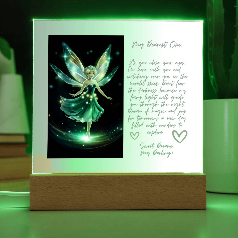 Fairy Sleep Companion Acrylic Plaque with LED Night Light (v.2)