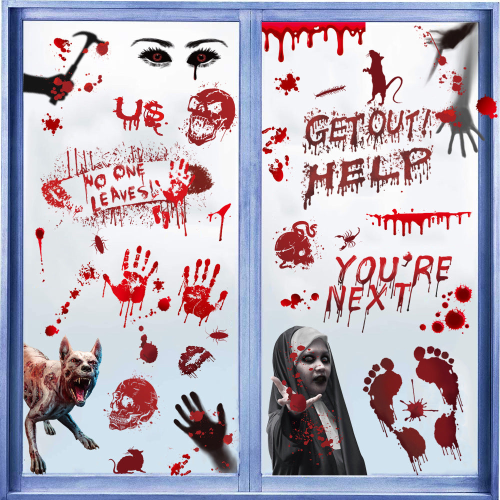 Gory Blood, Hands and Feet Horror Bathroom Mirror, Window and Wall Stickers