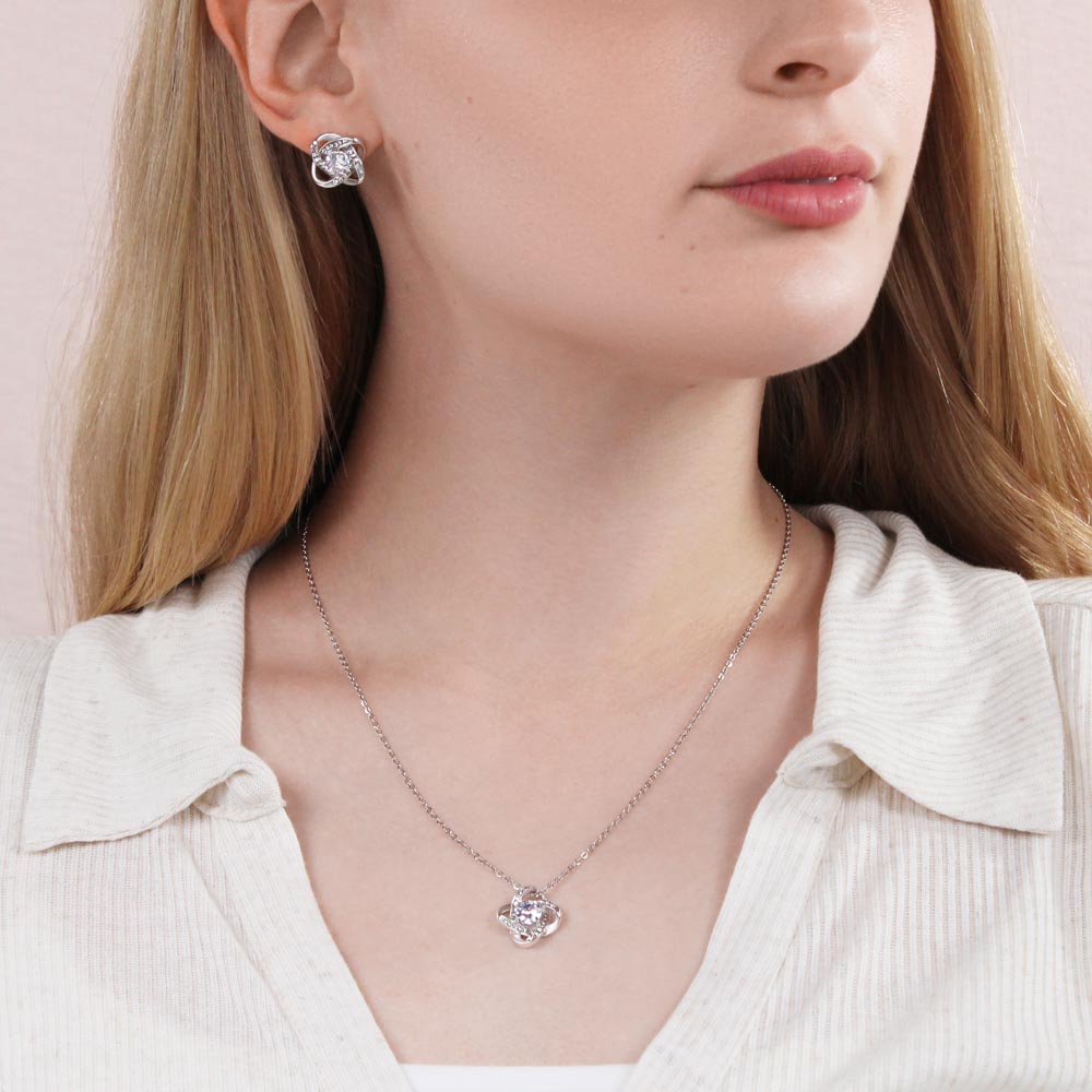 Your Love Is The Most Precious Gift - Love Knot Earring and Necklace Set For Mom