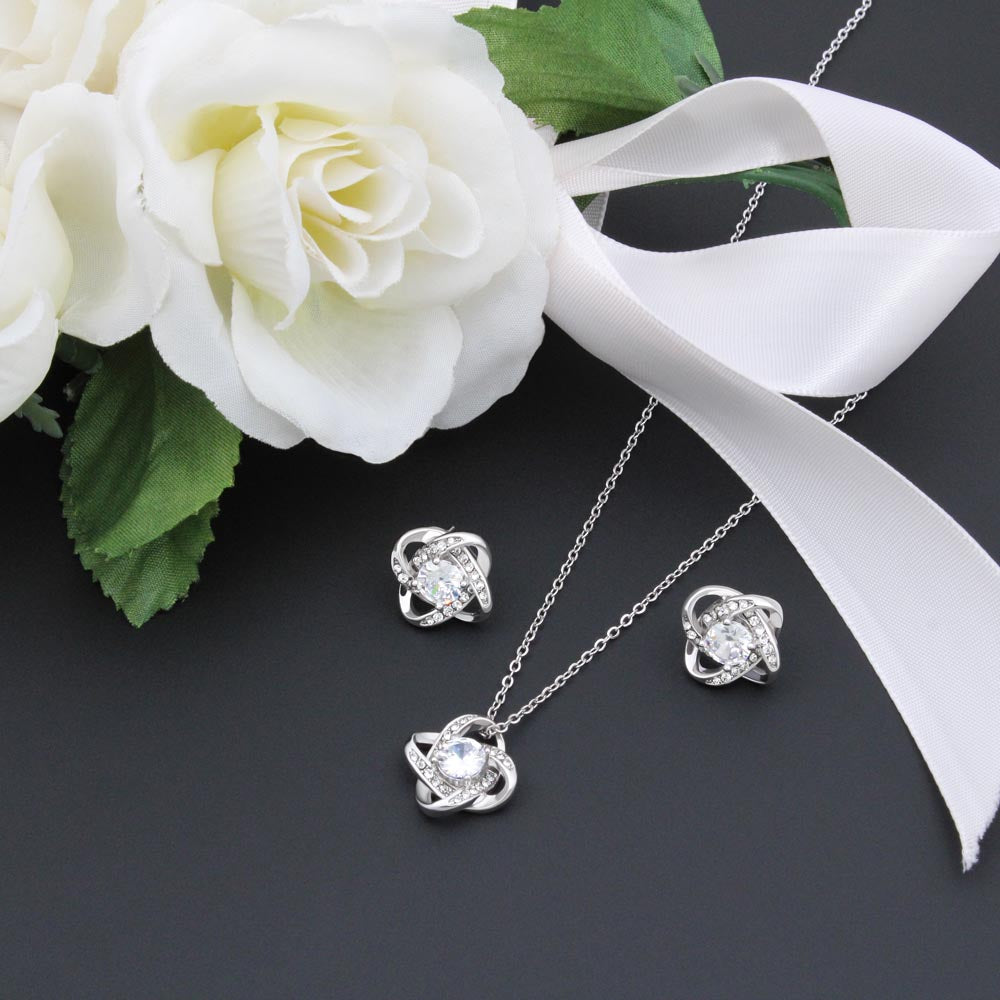 Your Love Is The Most Precious Gift - Love Knot Earring and Necklace Set For Mom