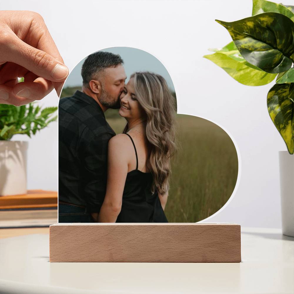 Personalized Heartfelt Moments Photo Decor with Optional Glowing LED Accent