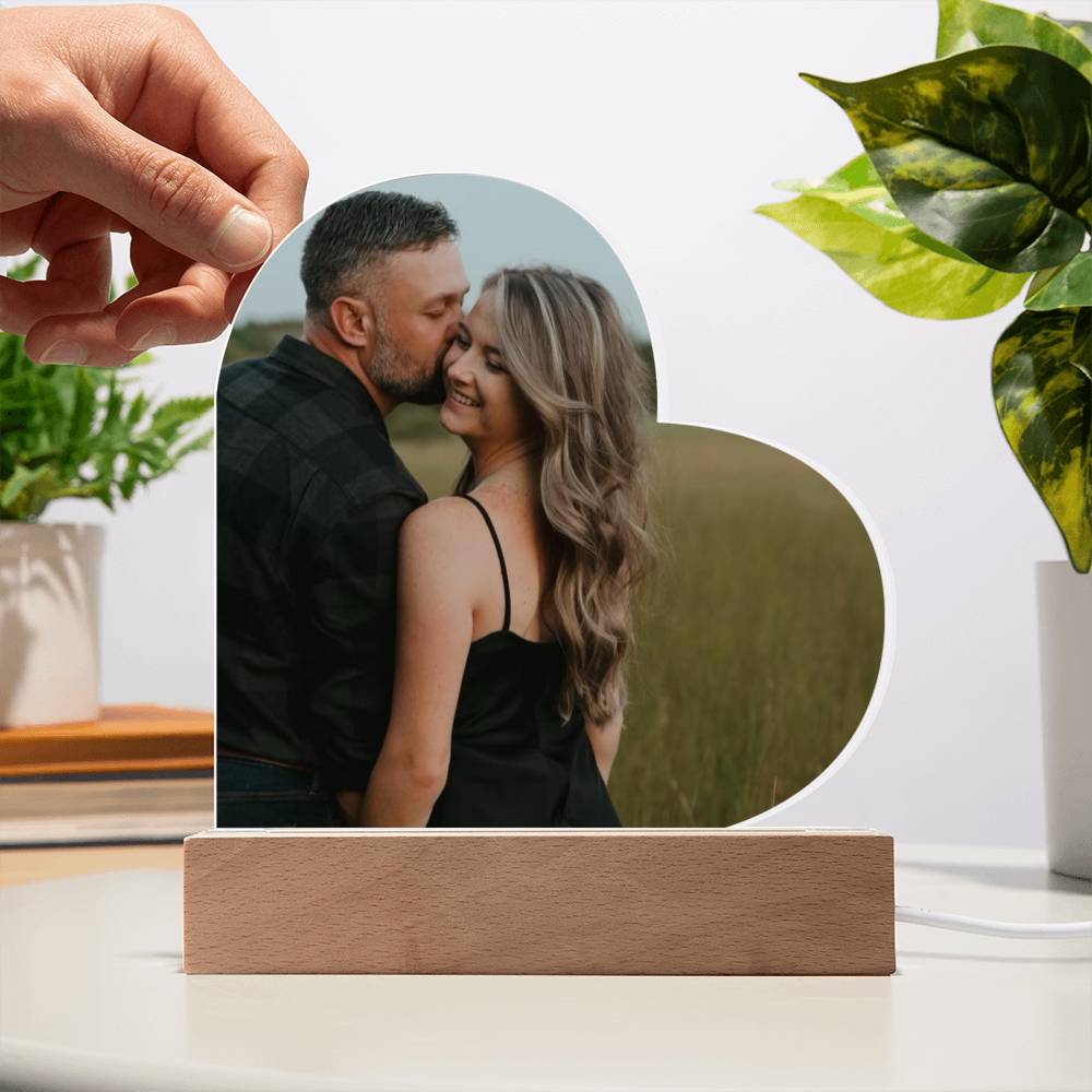 Personalized Heartfelt Moments Photo Decor with Optional Glowing LED Accent