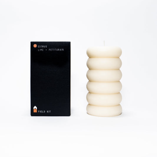 Sculptured Citrus Pillar Candle by Kate Husted for Field Kit