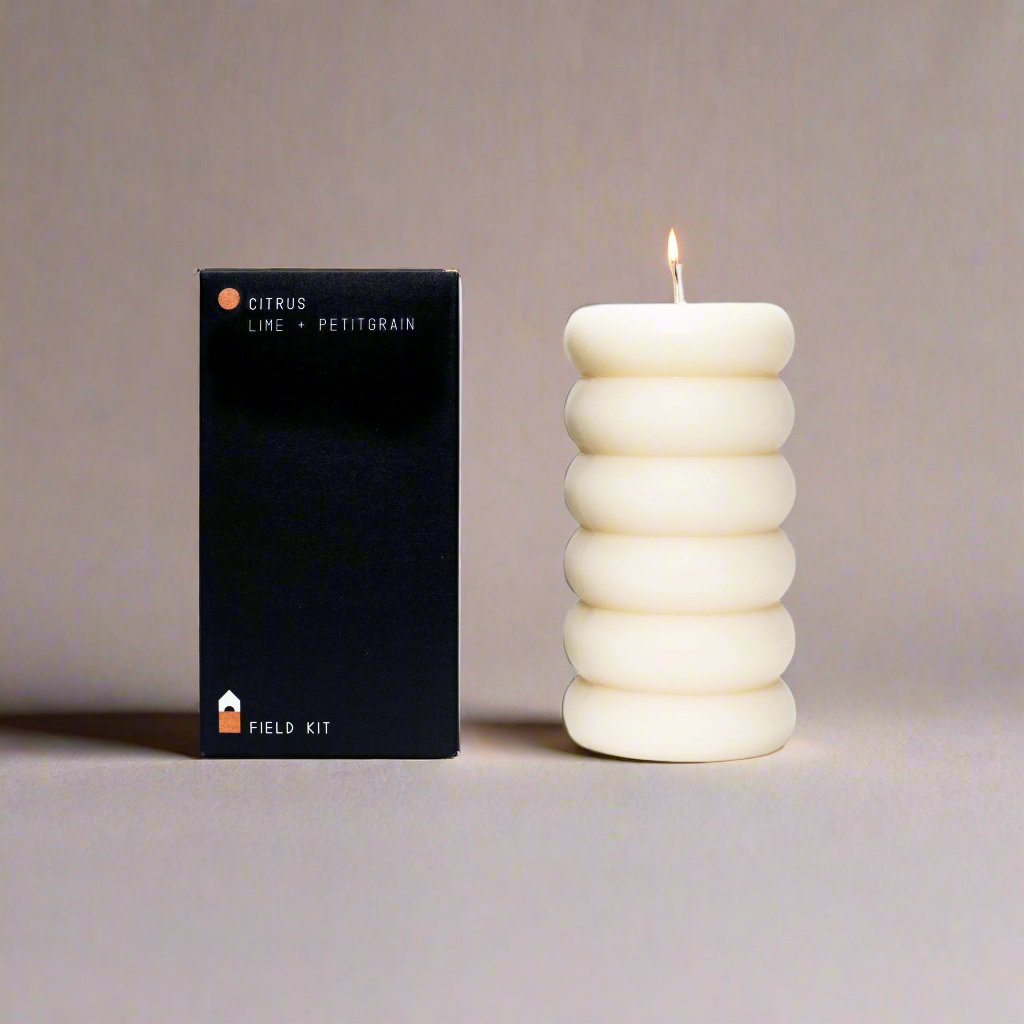 Sculptured Citrus Pillar Candle by Kate Husted for Field Kit