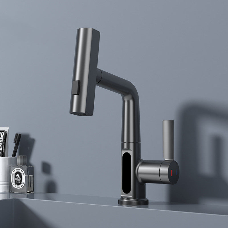 Intelligent Digital Display Faucet -- Pull-out Basin Faucet With Temperature Digital Display