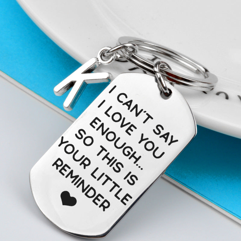 Love Message Stainless Steel Key Ring For Couples