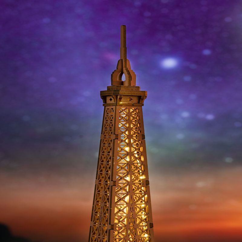 Night Of The Eiffel Tower - Large Wooden Puzzle With 4 Light Shows by Rolife