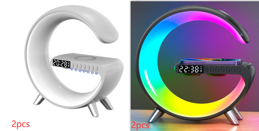 2023 New Intelligent G Shaped LED Lamp With Bluetooth Speaker and Wireless Charger -  Atmosphere Lamp App Control For Bedroom Home Decor