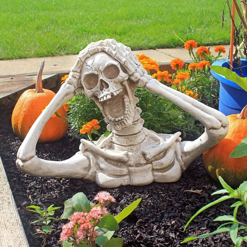 Screaming Skeleton Garden Statue and Halloween Decoration