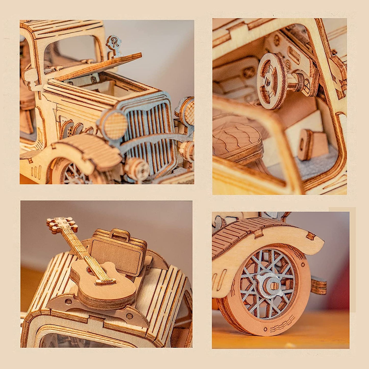 Robotime Rolife Wooden Vintage Car Model / Vintage Streetcar Model / Vintage Carriage Model For Adults of Children