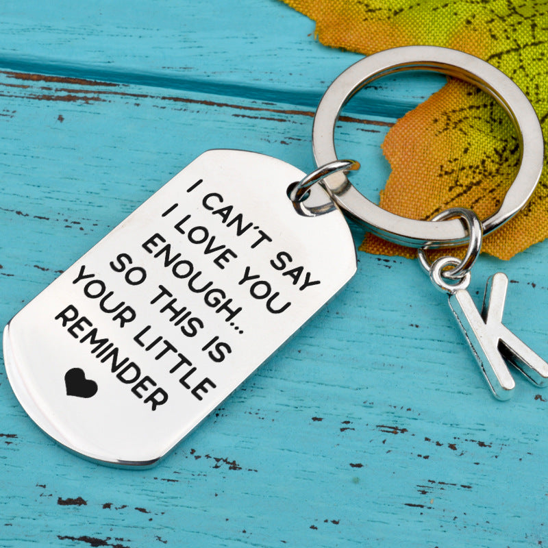 Love Message Stainless Steel Key Ring For Couples