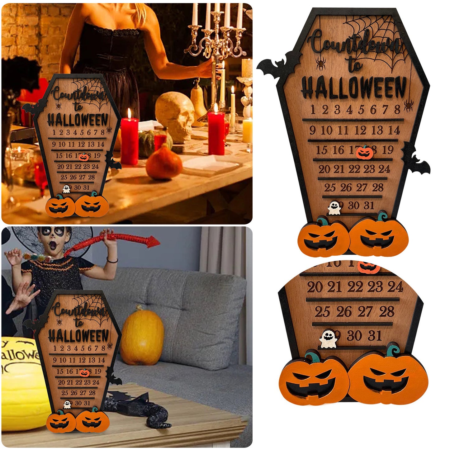 Wooden Halloween Decoration American Style Calendar Decor