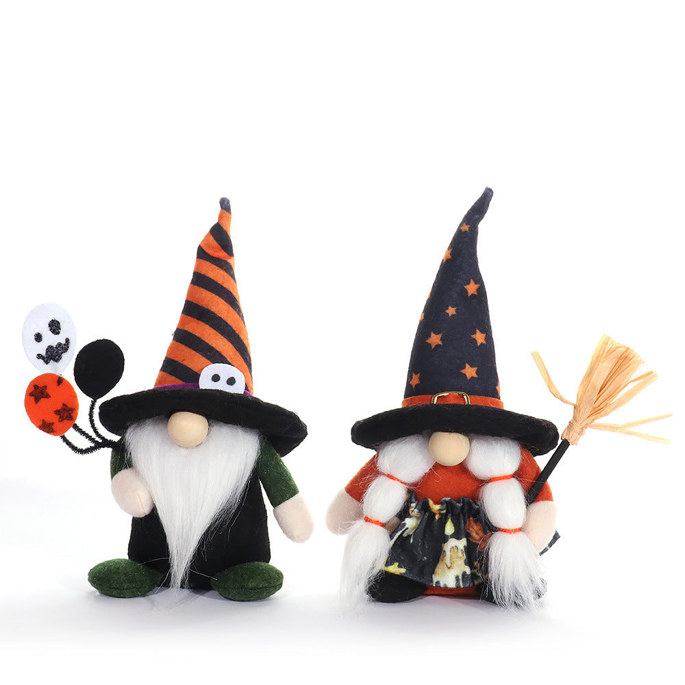 8" Halloween Fabric Gnome Witch Dolls