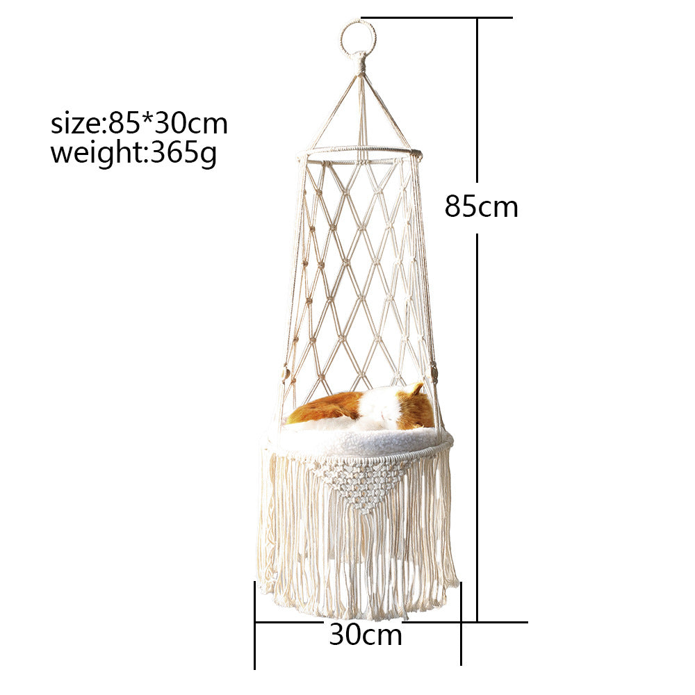 Hanging Macrame Cat Hammock Bed -- A Purrrfect Paradise