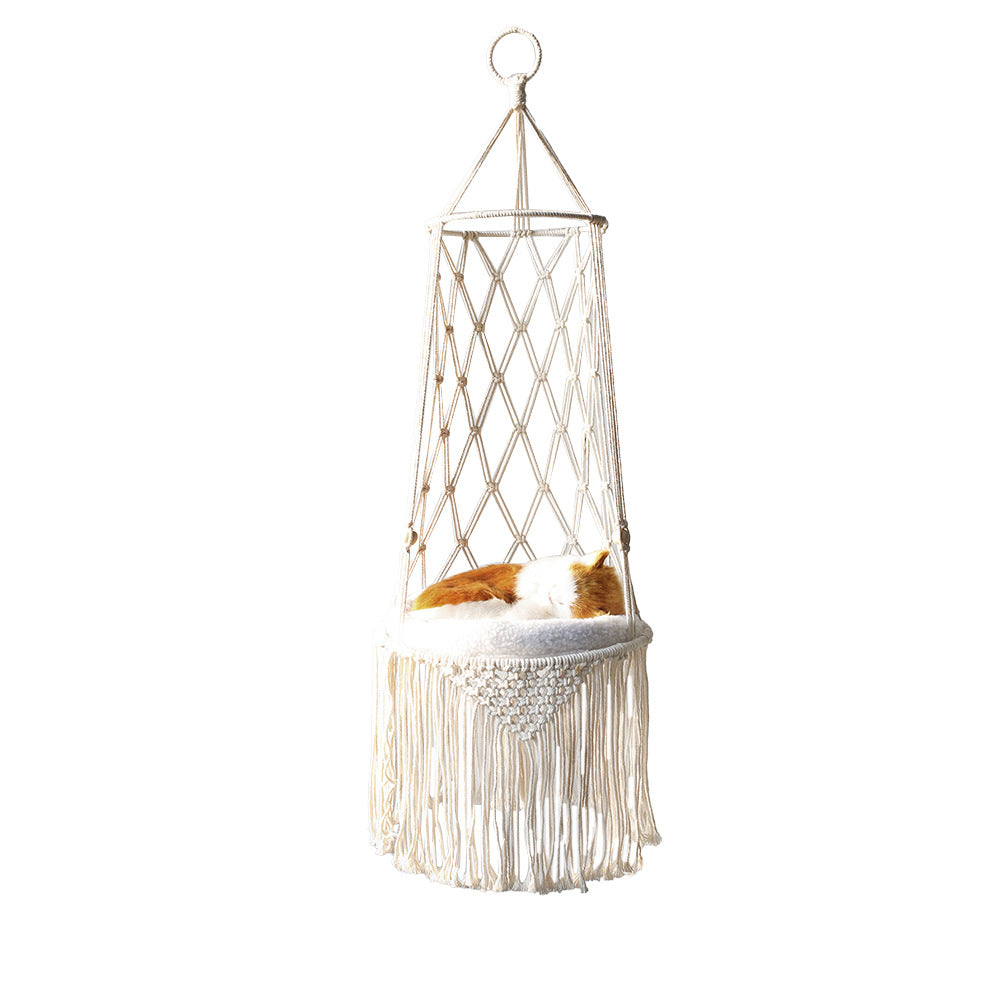 Hanging Macrame Cat Hammock Bed -- A Purrrfect Paradise