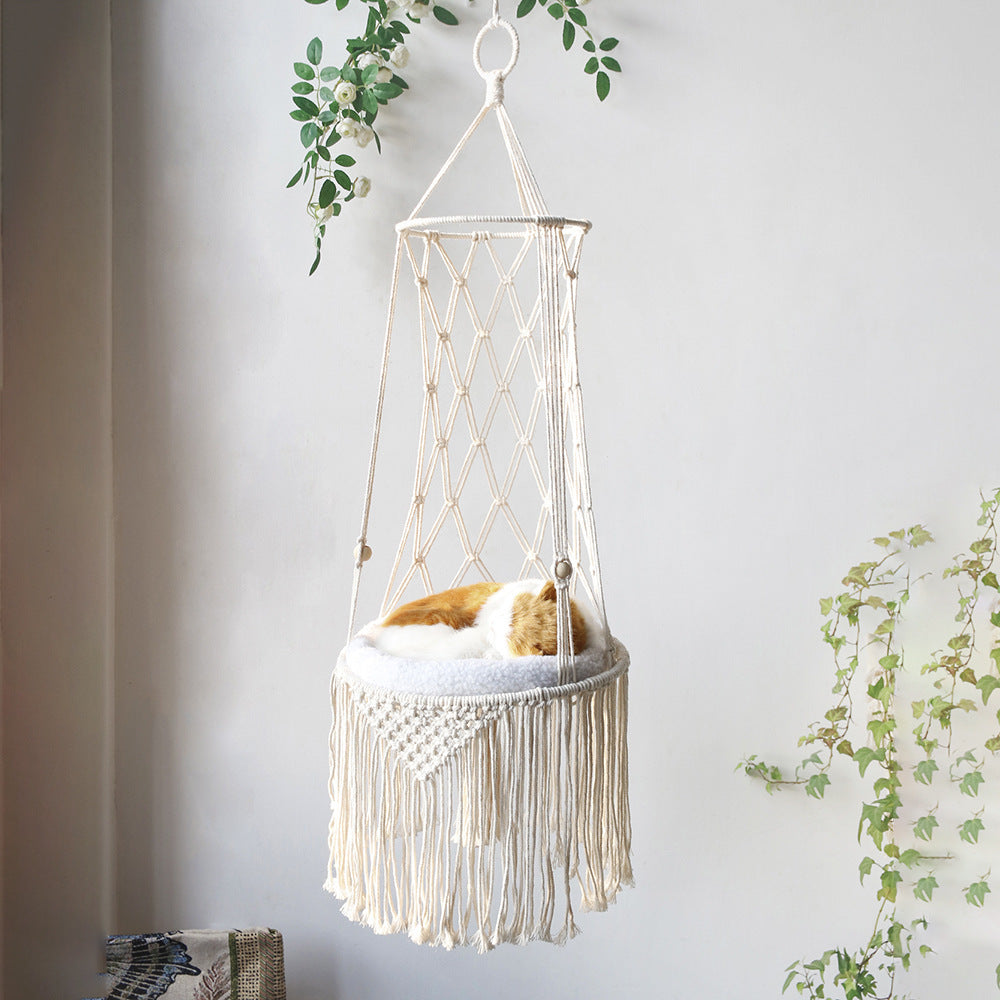 Hanging Macrame Cat Hammock Bed -- A Purrrfect Paradise