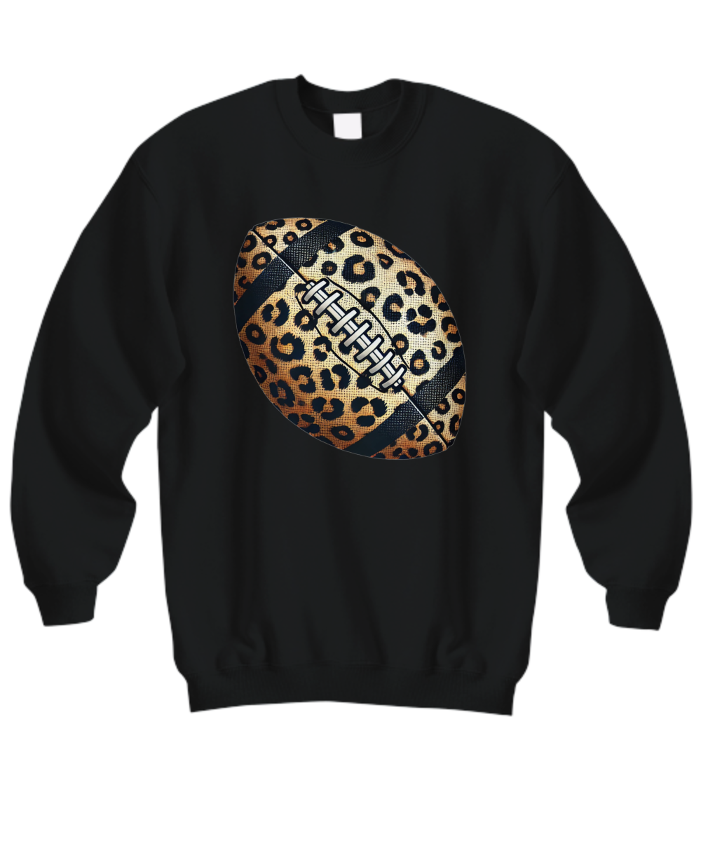 Leopard Football Frenzy Sweatshirt - Black