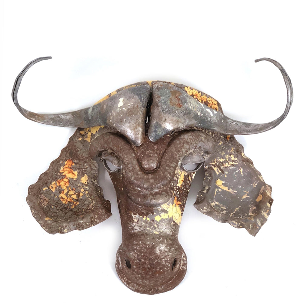 Cape Buffalo Mask - A Masterpiece of Recycled Metal - Wall Art