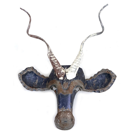 African Kudu Animal Mask - Recycled and Hand-Forged Metal Wall Art