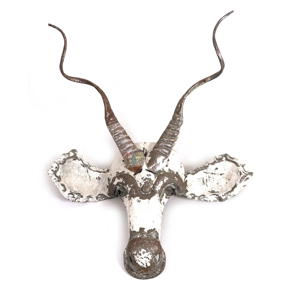 African Kudu Animal Mask - Recycled and Hand-Forged Metal Wall Art