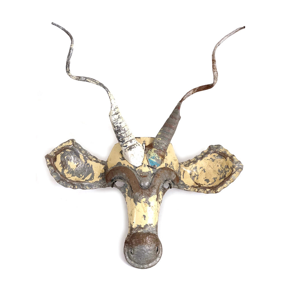 African Kudu Animal Mask - Recycled and Hand-Forged Metal Wall Art