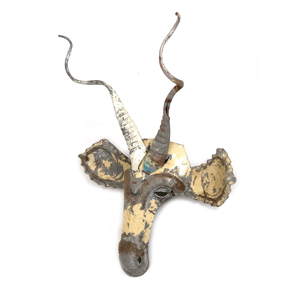 African Kudu Animal Mask - Recycled and Hand-Forged Metal Wall Art