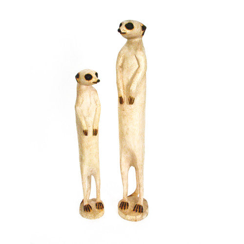 Hand Carved Standing Meerkats - Fabulous One-Of-A-Kind Sculptures