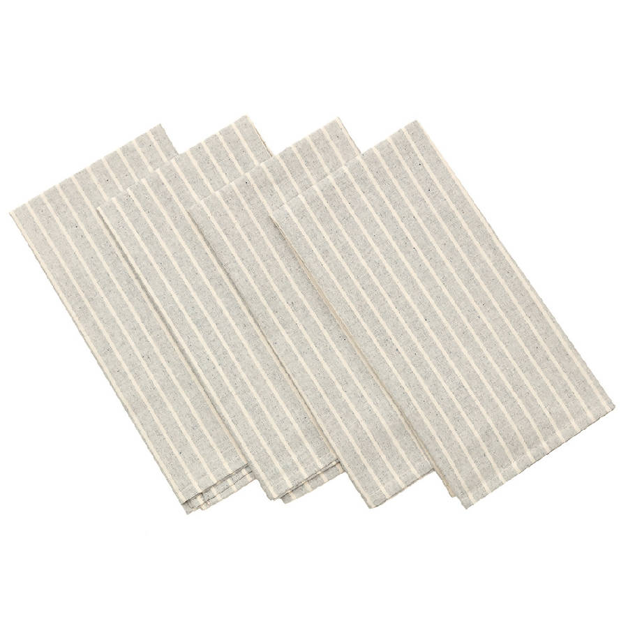 Grey Striped Cotton Napkin - Sustainable and Elegant - Set of 4