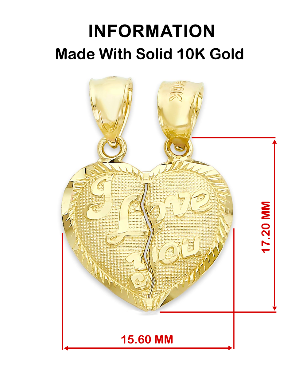 To My Beautiful Soulmate - 10kt Gold Separated and Shared Heart Necklaces