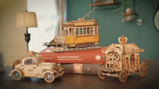 Robotime Rolife Wooden Vintage Car Model / Vintage Streetcar Model / Vintage Carriage Model For Adults of Children