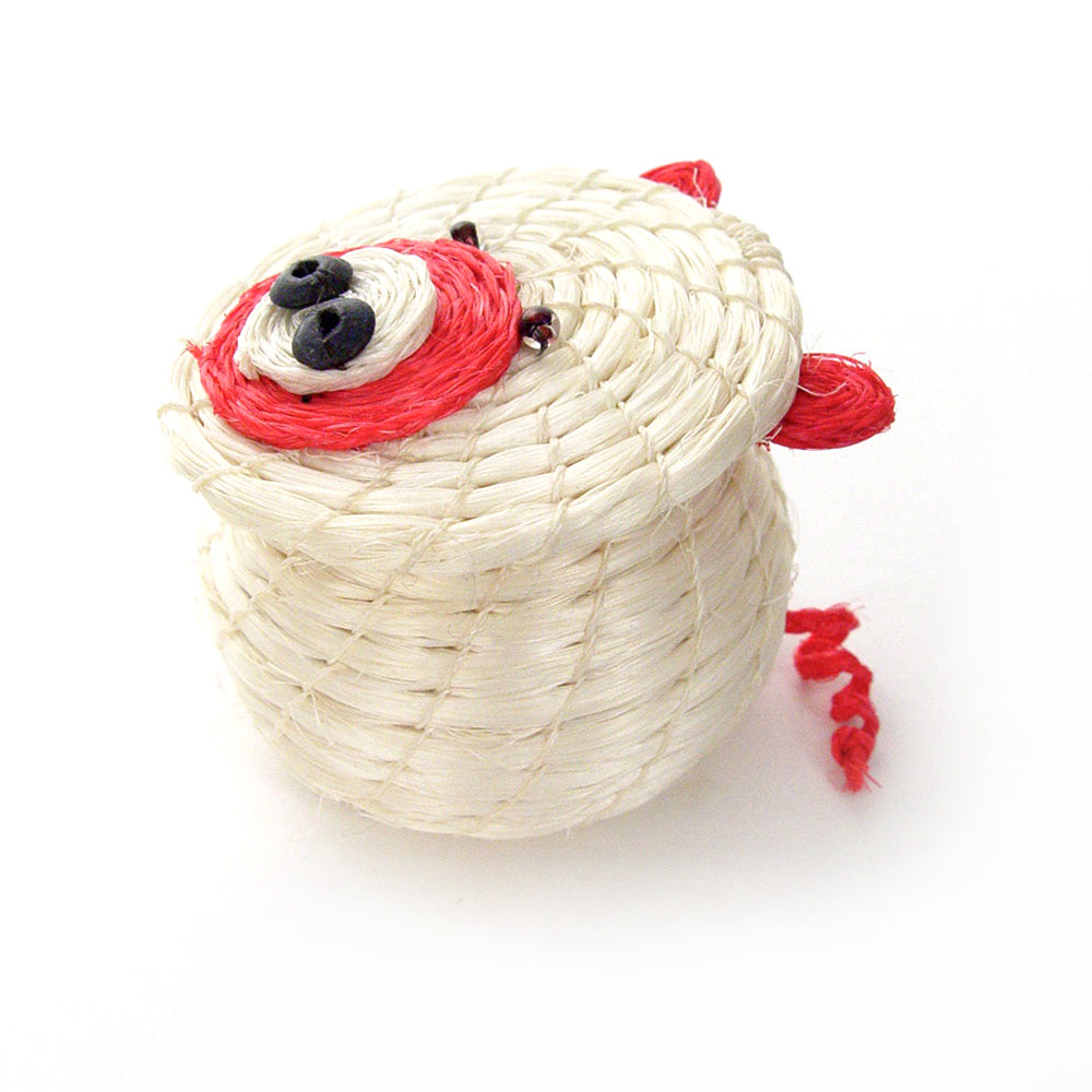 Clever Piggy Lidded Basket by Tintsaba - Delightful Children's Artisan Basket