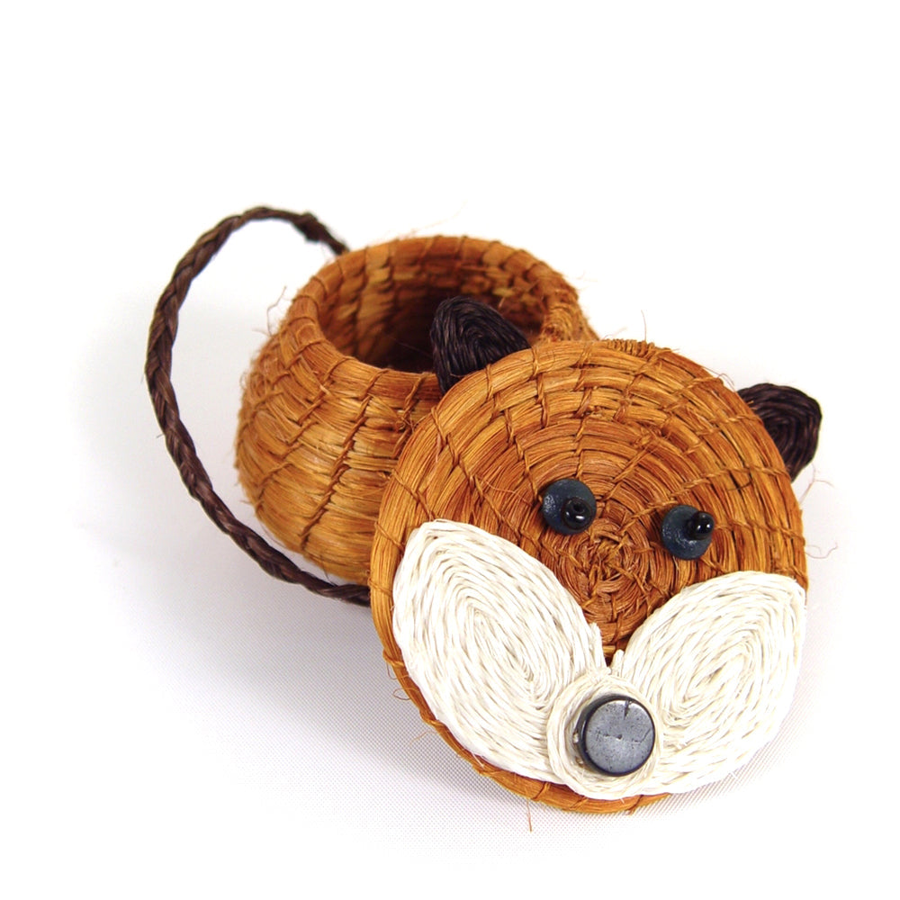 Fox Lidded Basket - Handwoven by Women in Swaziland