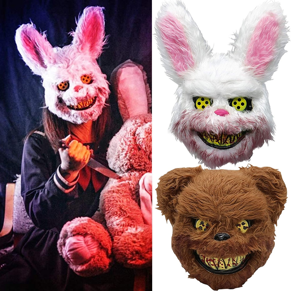 Halloween Horror Masks in Teddy Bear and Plush Rabbit