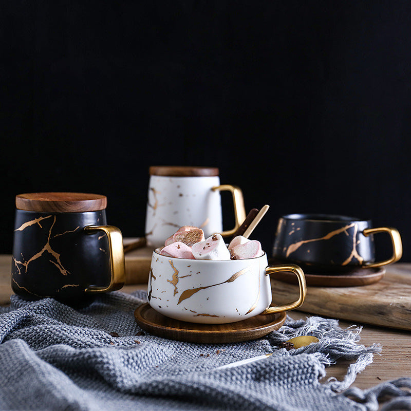 Marble Gold Inlay Coffee Cups