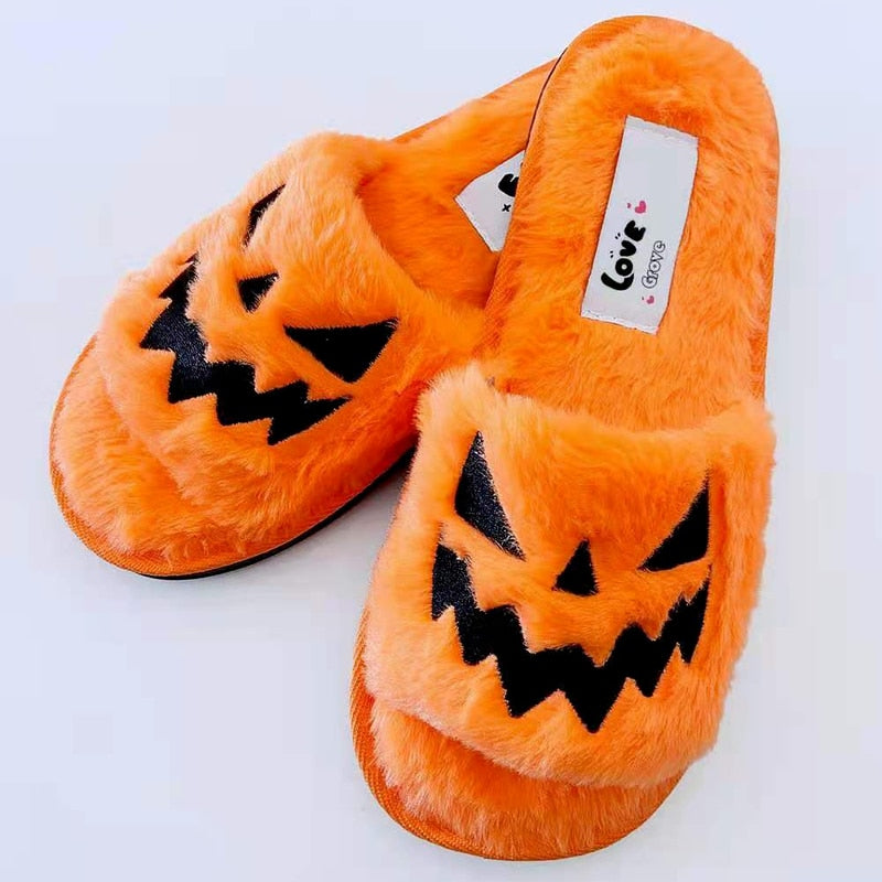 Grinning Jack-O-Lantern Slippers - Keep Your Tootsies Toasty!