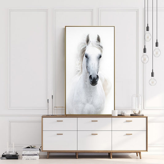 Nordic Style White Horse Canvas Art