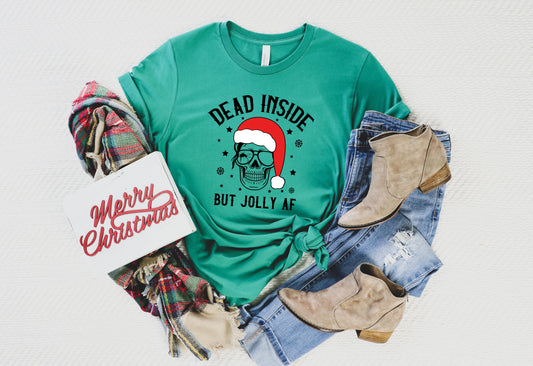 Dead Inside But Joly AF Christmas Skeleton Shirt, Christmas Shirt