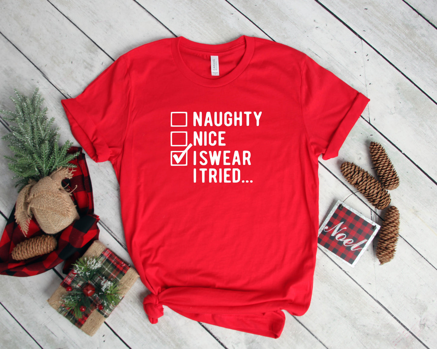 "I Swear I Tried" Funny Christmas T Shirt