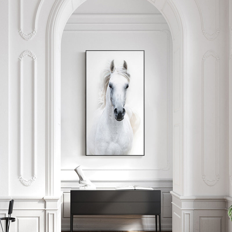 Nordic Style White Horse Canvas Art